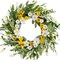 Artificial Spring Wreath 22 Inch Spring Wreaths for Front Door Summer Wreath with White Yellow Daisy